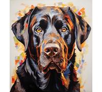 PuPLUm DIY Oil Painting by Numbers for Adults,Black Labrador Retriever,Beginner DIY Oil Painting Kit Gift for Bedroom Living Room Decor,40x50cm