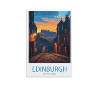 PuPLuM Edinburgh Scotland Vintage Travel Posters Sunset 08x12inch(20x30cm) Canvas Wall Art Posters for Living Room Decor Paintings for Home Decor