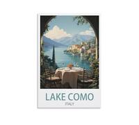 PuPLuM Lake Como Italy Vintage Travel Posters Landscape 08x12inch(20x30cm) Canvas Wall Art Posters for Living Room Decor Paintings for Home Decor