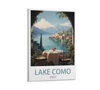 PuPLuM Lake Como Italy Vintage Travel Posters Landscape 20x30inch(50x75cm) Canvas Wall Art Posters for Living Room Decor Paintings for Home Decor