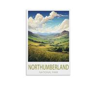 PuPLuM Northumberland National Park Vintage Travel Posters Landscape 20x30inch(50x75cm) Canvas Wall Art Posters for Living Room Decor Paintings for Home Decor
