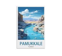 PuPLuM Pamukkale Turkey Lake Vintage Travel Poster Landscape 08x12inch(20x30cm) Canvas Wall Art Posters for Living Room Decor Paintings for Home Decor