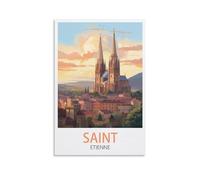 PuPLuM Saint Etienne Sunset Vintage Travel Poster Landscape 08x12inch(20x30cm) Canvas Wall Art Posters for Living Room Decor Paintings for Home Decor