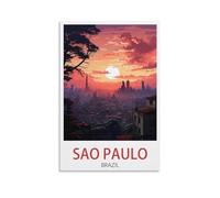 PuPLuM Sao Paulo Brazil Vintage Travel Posters Night 08x12inch(20x30cm) Canvas Wall Art Posters for Living Room Decor Paintings for Home Decor