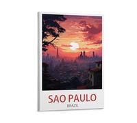 PuPLuM Sao Paulo Brazil Vintage Travel Posters Night 24x36inch(60x90cm) Canvas Wall Art Posters for Living Room Decor Paintings for Home Decor