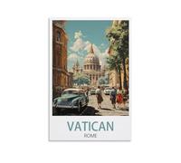 PuPLuM Vatican Rome Vintage Travel Posters Landscape 08x12inch(20x30cm) Canvas Wall Art Posters for Living Room Decor Paintings for Home Decor