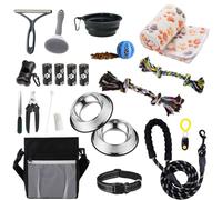 PupLuxe Puppy Starter Kit | Black 22 Piece Puppy Kit Great for Dog Training Kit | A Great Welcome Puppy Gift | New Puppy Kit Great for First Time Owners and Experience Owners | New Dog Bundle