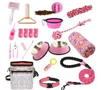PupLuxe Puppy Starter Kit | Pink 22 Piece Puppy Kit Great for Dog Training Kit | A Great Welcome Puppy Gift | New Puppy Kit Great for First Time Owners and Experience Owners | New Dog Bundle