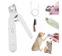 Pupnourish Nail Clipper Dog, Safetrim Pupnourish Grinder, 2 in 1 Dog Nail Clipper with Guard & Led Light, Precision Trimming, Rechargeable, for All Body Types Dogs & Cats (White)