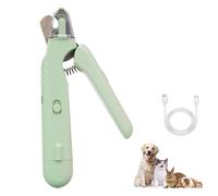 PupNourish Nail Clippers, The Safetrim Pup Nourish, 2-in-1 Pet Nail Trimmer with LED Light and Guard, Quiet Rechargeable for Cats and Dogs (Green)