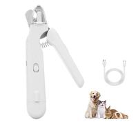 PupNourish Nail Clippers, The Safetrim Pup Nourish, 2-in-1 Pet Nail Trimmer with LED Light and Guard, Quiet Rechargeable for Cats and Dogs (White)