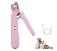 PupNourish Nail Clippers, The Safetrim Pup Nourish, 2-in-1 Pet Nail Trimmer with LED Light and Guard, Quiet Rechargeable for Cats and Dogs (Pink)