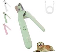 Pupnourish Nail Trimmer, 2 in 1 Nail Clipper and Grinder with Light, The Safetrim by Pupnourish, Safe Quiet Rechargeable Pet Nail Clipper for Cat & Dog (Green)