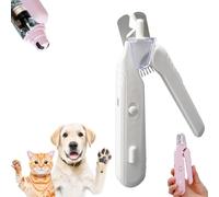 Pupnourish Nail Trimmer 2-in-1 - Rechargeable Dog Nail Clipper & Grinder with LED Light & Safety Guard, Low Noise Pet Grooming Tool for Cats/Dogs (White)