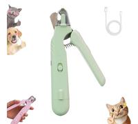 Pupnourish Nail Trimmer, Pupnourish Nail Clippers, 2-in-1 Clipper and Grinder with Light, Splash Guard, Rechargeable Quiet Grooming Tool for Dogs and Cats(Green)