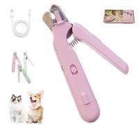 Pupnourish Nail Trimmer, Pupnourishs2 in 1 Nail Clipper and Grinder with Light, Splash Guard，Dog Nail Clippers with Light,Suitable for pets (Pink)