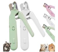 Pupnourish Nail Trimmer, The Safetrim by Pupnourish, 2-in-1 Dog Nail Clipper and Grinder with Led Light, Quiet Waterproof Nails Trimmers for All Body Types Dogs & Cats (Green+White,2Pcs)