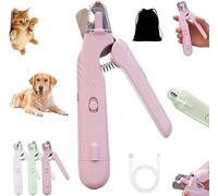 Pupnourish Nail Trimmer, The SafeTrim by PupNourish, 2 in 1 Dog Nail Clippers with Light, Splash Guard, Trimmer Supplies for Small Medium Large Dogs Cats,Pink