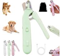 Pupnourish Nail Trimmer, The SafeTrim by PupNourish, 2 in 1 Dog Nail Clippers with Light, Splash Guard, Trimmer Supplies for Small Medium Large Dogs Cats,Green