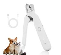 PupNourish SafeTrim Pet Nail Trimmer, Dog Nail Trimmer for Black Nails, Pet Groomer 2 in 1 Nail Clippers with Dual LED Light, Mess-Free Rechargeable Nail Grinder (White)