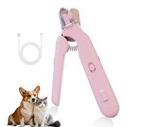 PupNourish SafeTrim Pet Nail Trimmer, Dog Nail Trimmer for Black Nails, Pet Groomer 2 in 1 Nail Clippers with Dual LED Light, Mess-Free Rechargeable Nail Grinder (Pink)