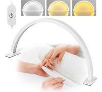 Puppal Half Moon Light for Nail Desk 16 inch 30w Nail Tech Light Nail Table Lamp with Wire Controller 3 Color 10 Brightness Touch Control Extension LED Light for Nails Tech, Stemless Dimming (White)