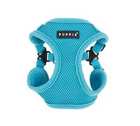 Puppia 4-Point-Dog Harness small dog and medium dog harness - Super soft and comfortable in many colours - Also usable as Puppy Harness - Anti Pull Dog Lead, Sky Blue