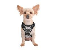 Puppia Conall Dog Harness H Houndstooth Pattern Sturdy Adjustable Neck and Chest Reflective for Small and Medium Dogs, Black, Medium