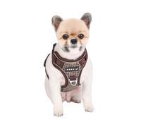 Puppia Conall Dog Harness H Houndstooth Pattern Sturdy Adjustable Neck and Chest Reflective for Small and Medium Dogs, Brown, Small