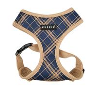 Puppia Corwin Dog Harness A (Over-The-Head), Fashion Plaid Pattern for Spring and Summer, Small and Medium Dog Harness, Navy Blue, M