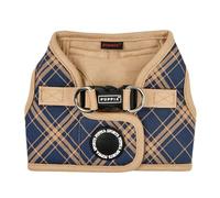 Puppia Corwin Dog Vest Harness B (Step-in) Fashionable Checkered Pattern Spring Summer Harness for Small and Medium Dogs, Navy, Small