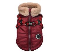 Puppia Dog Coat for small and medium dogs - DONAVAN - cozy warmth and comfort - dog jacket, Wine Red