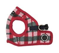 Puppia Festive Vest Dog Harness Step-in Warm Winter Checkered Pattern for Small and Medium Dog, Red, Medium