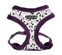 Puppia Huxley Dog Harness Overhead Warm Winter Leopard Pattern Adjustable Chest for Small Medium Dog Purple M