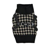 Puppia Jace Jacket Dog Harness Pullover Warm Winter Diamond Pattern for Small and Medium Dog, Black, Medium