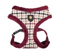 Puppia Kent Dog Harness Over-The-Head Warm Winter Houndstooth Pattern Adjustable Chest for Small and Medium Dog, Wine, Large