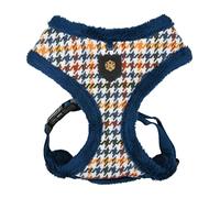 Puppia Kent Dog Harness Over-The-Head Warm Winter Houndstooth Pattern Adjustable Chest for Small and Medium Dog, Blue, Medium