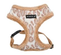 Puppia Kovo Head Dog Harness Warm Winter Leopard Pattern Adjustable Chest for Small Medium Dog Beige M