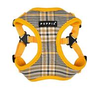 Puppia Lucas Dog Comfort Harness C (Step-in) Fashionable Checkered Pattern Spring Summer Harness for Small and Medium Dogs, Yellow, Medium