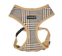 Puppia Lucas Dog Harness A (Over-The-Head) Fashionable Checkered Pattern Spring Summer Harness for Small and Medium Dogs, Beige, Small