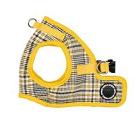 Puppia Lucas Dog Vest Harness B (Step-in) Fashionable Checkered Pattern Spring Summer Harness for Small and Medium Dogs, Yellow, Small