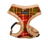 Puppia Norman Dog Harness Over-The-Head Warm Winter Checkered Pattern Adjustable Chest for Small and Medium Dog, Beige, X-Large