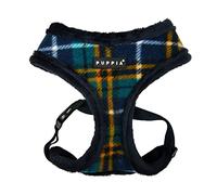 Puppia Norman Dog Harness Over-The-Head Warm Winter Checkered Pattern Adjustable Chest for Small and Medium Dog, Navy, Small