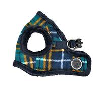 Puppia Norman Vest Dog Harness Step-in Warm Winter Checkered Pattern for Small and Medium Dog, Navy, Large