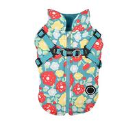 PUPPIA Puppia Alyssa Winter Dog Coat with Integrated Harness No Pull Cold Weather Waterproof Warm Fleece Back Zipper for Small & Medium Dog, Aqua, X-Large