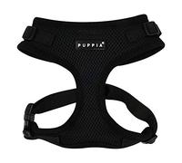 Puppia Ritefit Dog Harness small dog and medium dog harness - Adjustable and Super soft in many colours - Also usable as Puppy Harness - Anti Pull Dog Lead, Black, L