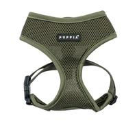 Puppia Soft Dog Harness No Choke Over-The-Head Triple Layered Breathable Mesh Adjustable Chest Belt and Quick-Release Buckle for Small Dogs, Khaki, XS