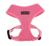 Puppia Soft Dog Harness No Choke Over-The-Head Triple Layered Breathable Mesh Adjustable Chest Belt and Quick-Release Buckle, Pink, Medium
