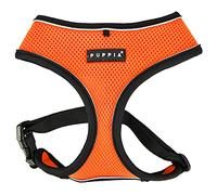 Puppia Soft Dog Harness Pro No Choke Over-The-Head Reflective Straps Triple Layered Breathable Mesh Adjustable Chest Belt and Quick-Release Buckle, Orange, Large