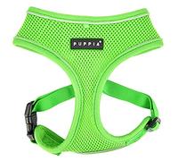 Puppia Soft Dog Harness Pro No Choke Over-The-Head Reflective Straps Triple Layered Breathable Mesh Adjustable Chest Belt and Quick-Release Buckle, Green, Large